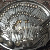 ظروف قدیمی نقره قاشق چاقو چنگال