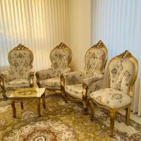 مبل ۹ نفره سلطنتی و استیل بهمراه جلو‌مبلی ها|مبلمان خانگی و میز عسلی|نیشابور, هفده شهریور|دیوار