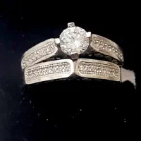 حلقه انگشتر نقره نامزدی با آبکاری طلا سفید|جواهرات|اصفهان, چرخاب|دیوار