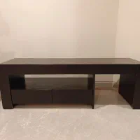 میز تلویزون تمام چوب قهوه ایی سوخته