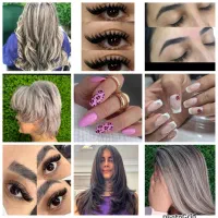 ترمیم ناخن۴۰۰ ابرو۱۵۰مژه۳۵۰کوتاهی رنگ مکاپ شینیون