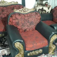 فروش مبل تاجدار طلایی ۷ نفره|مبلمان خانگی و میز عسلی|کلاچای, |دیوار