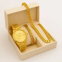 ساعت عقربه ای طلایی Casio  نیم ست Cartier