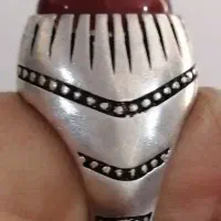 فروش انگشتر قدیمی نقره خالص با سنگ عقیق درجه یک