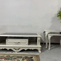 میز جلوی مبل با سه عدد گل میز