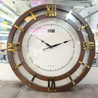 ساعت دیواری ۶۰ سانت چوبی HELMOT با ایندکس آینه ای