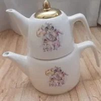 قوری کتری شعله مستقیم و سینی چینی مقصود