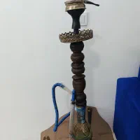 قلیان تنه چوب با سری عربی و شیلنگ کمپرس دار