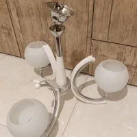 لوستر سه شاخه چوب و فلز