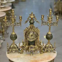 شمعدان و ساعت برنز مینیاتوری
