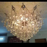لوستر برنزی چتری کریستالی ۱۸ شعله