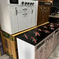اجاق گاز طرح فر با کابینت شیشه و استیل کد F24