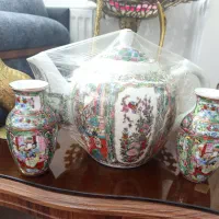 گلدان گل مرغی.قوری گل مرغی.پیاله های اصل چین|کلکسیون اشیاء عتیقه|قم, پردیسان|دیوار