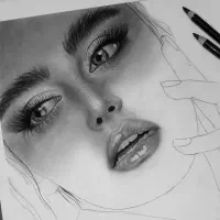 سیاه قلم چهره هایپر رئال نقاشی