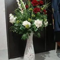 گل مصنوعی با گلدان سفالی تزئینی