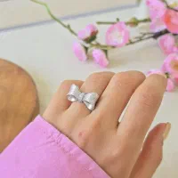 انگشتر پاپیون جواهری شیک اعیانی نقره با روکش طلا۹۲