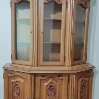 بوفه ویترین چوبی با منبتکاری
