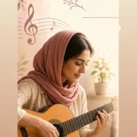 اموزش گیتار(استاد خانم)جلسه دوم تضمینی،بنوازید