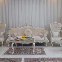 یک دست مبل ۹ نفره میز تی وی کنسول تخت دراور پرده