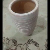 دو عدد گلدان سفالی شیشه ای هر دو با هم 150