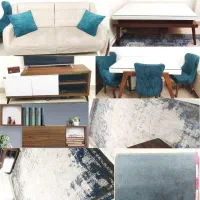 مبل و میز ناهارخوری و فرش و میز تلویزیون