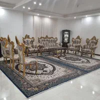 مبل ۹ نفره استیل و ویترین و کنسول و آینه