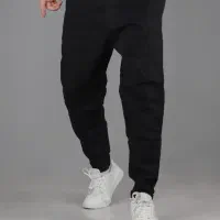 شلوار لی کتان مام مشکی ساده