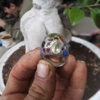 انگشتر نقره جواهری بانگین الماس عتیقه|کلکسیون اشیاء عتیقه|نسیمشهر, |دیوار