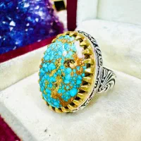 انگشتر فوق کلکسیونی سنگ فیروزه رگ شجری اصل نیشابور