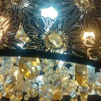 دو عدد لوستر استیل و کریستال سالم