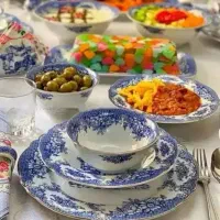 بشقاب چینی برنج خوری ظروف فله ای پذیرایی قلم آبی