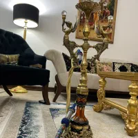 قلیون برنج با شیشه ابکاری طلا