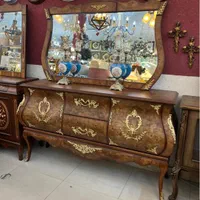 آینه و کنسول شمعدان خمره برنزکوبی رنگ و روکش خارجی