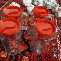 پارچ شیشه ای،استکان،قوری،قندان،فنجان چینی گل سرخ