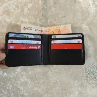 کیف پول جیبی چرم گاوی مشکی دســتدوز