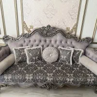 مبل استیل ۹ نفره با جلو مبلی و میز عسلی