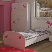 تخت نوجوان کیتی دخترانه سفیدصورتی