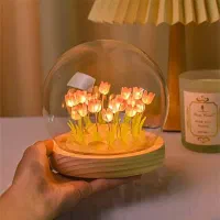 گوی شیشه‌ای گل لاله LED کادویی هدیه چراغ خواب