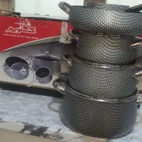 دو سری قابلمه تفلون کویر و چدن آمریکایی با کارتن