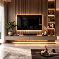 طراحی و ساخت تی وی وال چوبی با کیفیت درجه یک