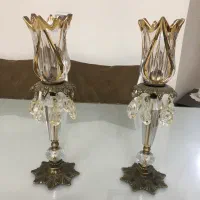 شمعدان کریستال لب طلایی