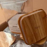 بانکه جا حبوباتی لیمون مدل سارینا درب چوبی سایز ۲