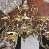 لوستر ۱۶ شاخه تمام برنجی|لوستر و چراغ آویز|فردیس, |دیوار