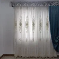 فروش ۲ عدد پرده حریر شاین دار+شال دکوری مخمل|پرده، رانر، رومیزی|رامسر, |دیوار