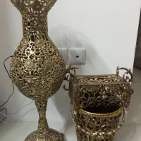 سطل اشغالی وگلدان برنز قدیمی