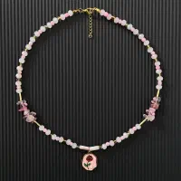 گردنبند صورتی (سنگ کار شده)