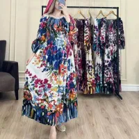 پیراهن ساحلی کریشه هندی طرح آبرنگی و طلاکوب|لباس|بندر ترکمن, |دیوار