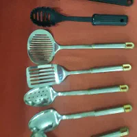 کفگیر ملاقه استیل وتفلون خارجی و لوازم آشپزخانه.نو