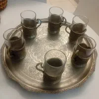 سینی .6 عدد استکان .پایه دار