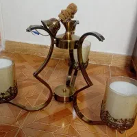 لوستر سه شاخه طلایی سالم و تمیز